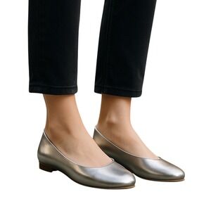 Journee Collection Womens‎ Silver Metallic Ballet Flats Size 10